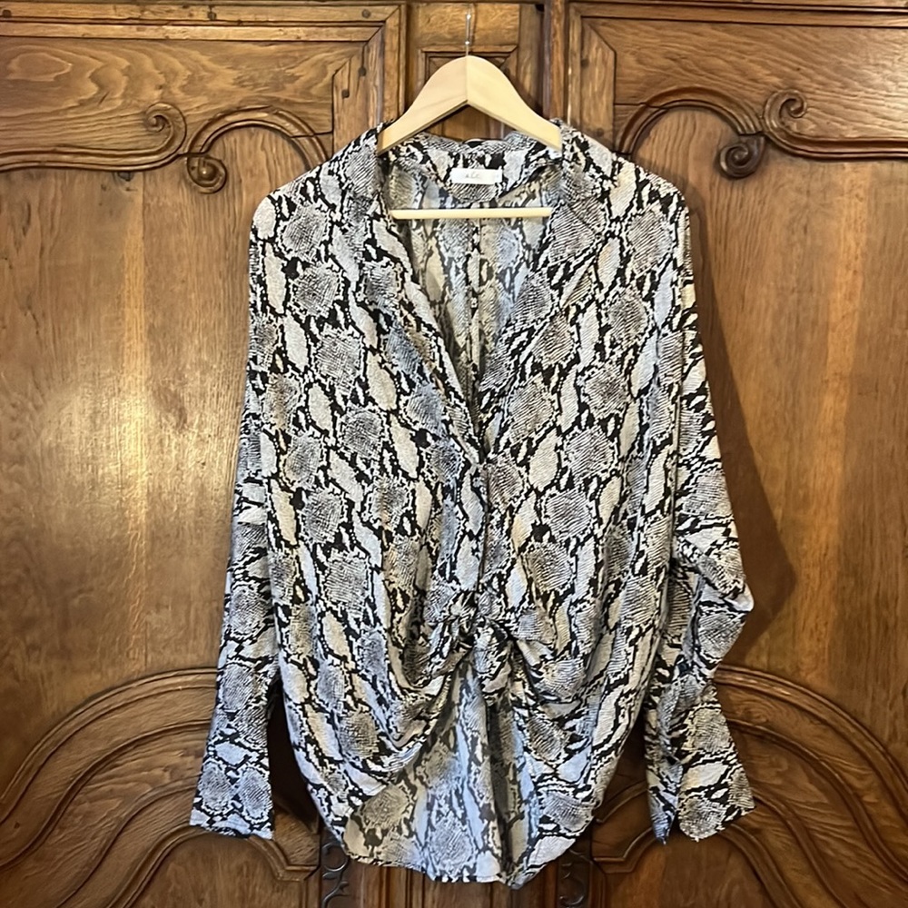 A.L.C. Silk Python Snakeskin Print Top - image 3